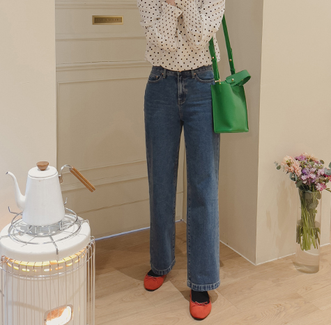 Libera 保暖加绒牛仔色宽裤<FONT color=#d8a4a4>[尺码: S, M, L, XL] [迷你长度添加！]</font>