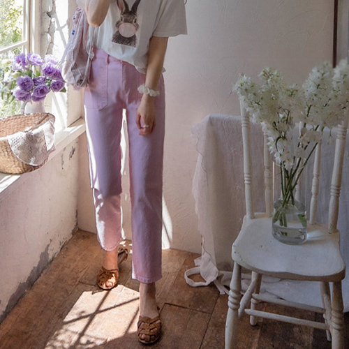 [标签] [粉色] 安娜口袋耐嚼弹力隐形带舒适夏季裤 [尺寸：S、M、L]