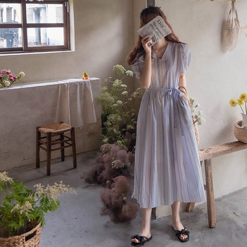 [LABEL] Shuria Summer Linen Dressy Fit 泡泡袖衬衫[size:F(55~66)]