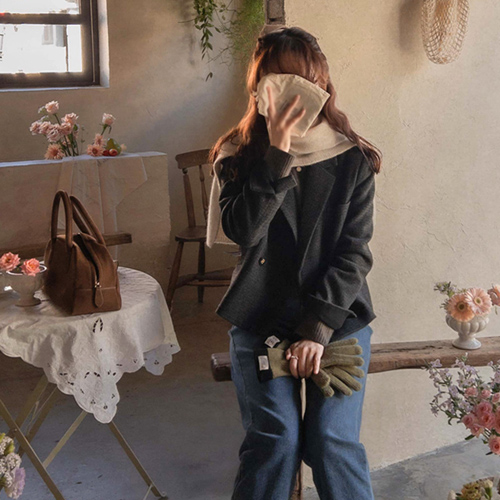 [LABEL] Roymond 羊毛格纹拼色绗缝夹克 [尺码: F (55~66)]