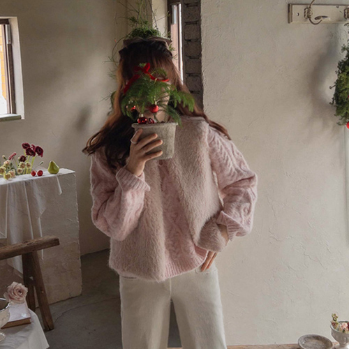 [LABEL] [粉色] Schnerer 丝带蓬松圈圈毛皮可爱马 [尺寸：F(55~66)]