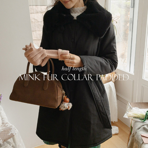 【超值优惠 11,000 韩元 / 半长款】 <FONT color=#5a3954>MADE LIN</font> 【半长款】新款 Blanche 全毛衬里貂皮领绗缝外套 【尺码：F (55~66.5)】