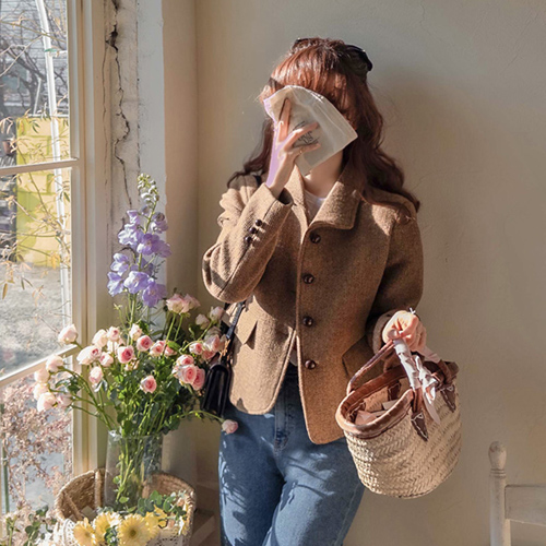 【特价：立减20,000韩元】 <FONT color=#5a3954>MADE LIN</font>设得兰美利奴羊毛奢华纽扣可爱亲子外套【尺码：F (55-66)】