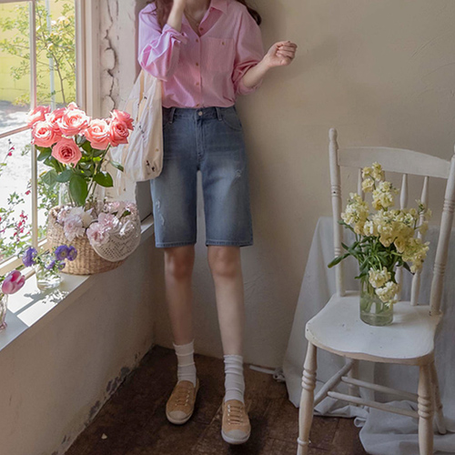 [LABEL] Ann Harwood 可爱合身半牛仔背带夏季裤 [尺码：S、M、L]