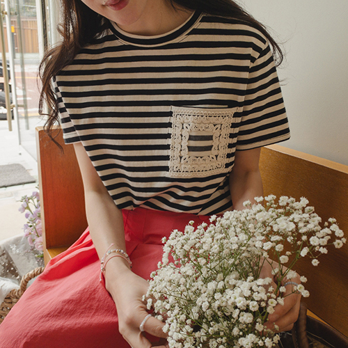 [LABEL] Ann Season Dangara 蕾丝短袖T恤 [size:F(55~66)]