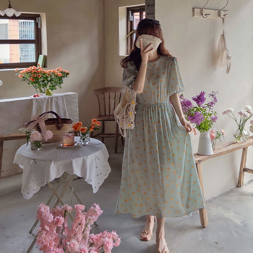 Jaype花袖镶边，修身，微风【尺码：F(55~66)】