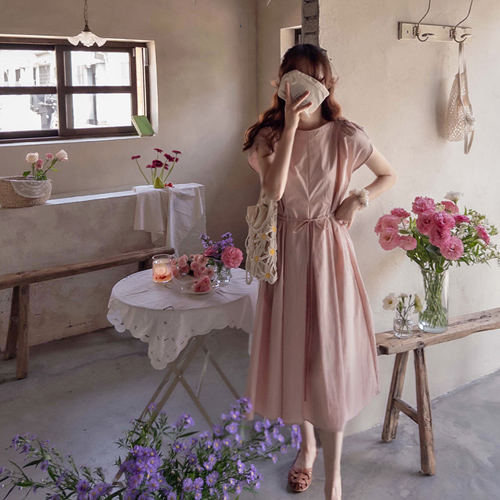 [LABEL] Anne Royce 泡泡袖 湿润飘逸 清凉夏日长裙 [尺码: F (55~66)]