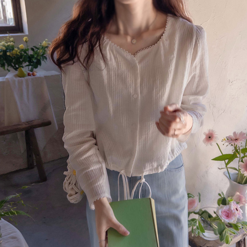 Royder双重袖可爱蕾丝纯线女装【尺寸：F(55~66)】
