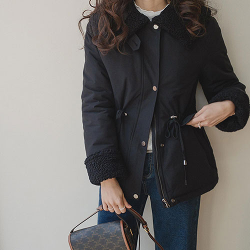 【特价15% ★数量有限】【毛绒内衬&绗缝袖】Olivier 加厚舒适撞色睡衣套头衫【尺码：F (55~66)】