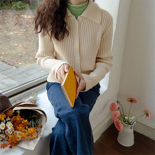 【特价10% ★数量有限】【最佳特价立减6000韩元】 <FONT color=#5a3954>MADE LIN</font> Shumaroni 可爱领加厚清爽修身罗纹衬衫【尺码:F (55~66)】