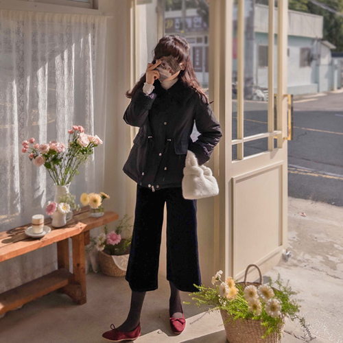 【黑色星期五特惠 20% ★ 数量有限】【蓬松内衬羊毛大衣】Felice 蓬松貂毛保暖内衬羊毛领口系带睡衣套头衫【尺码：F (55~66)】