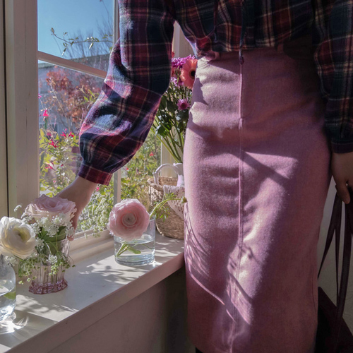 【限时85折★数量有限】【特价优惠5000韩元】 <FONT color=#5a3954>MADE LIN</font> Cleo 漂白口袋羊毛裙【尺码：S、M】