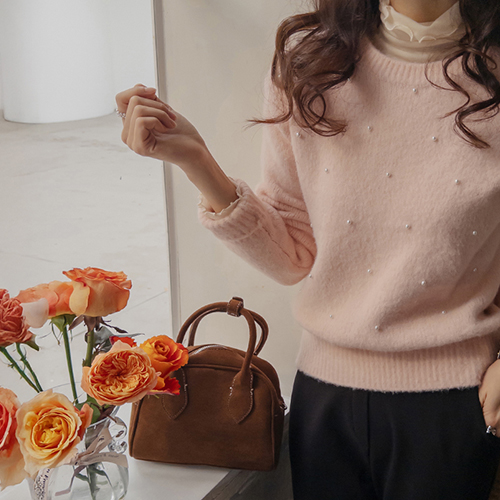 【特价10% ★限量】【含羊绒】【LABEL】Ruen 女士厚珍珠刺绣上衣【尺码:F(55~66)】