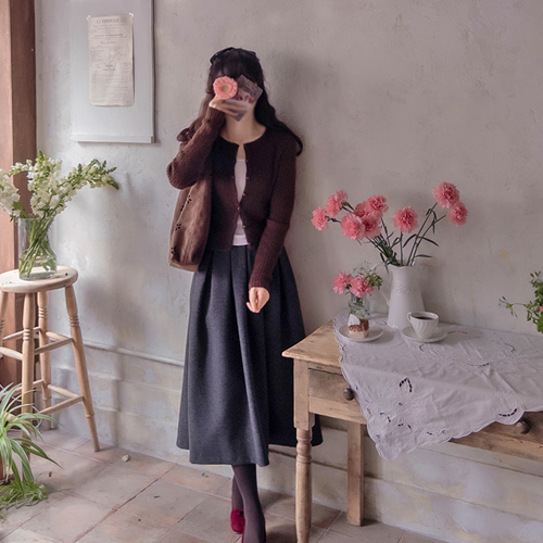 [新品特价5,000韩元折扣] <FONT color=#5a3954>MADE LIN</font> Doar 圆领贴身皮条/束带开衫 [size: F(55~66)]