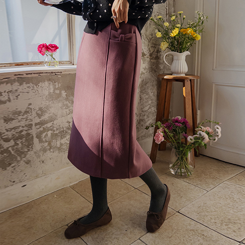 【特价15% ★ 数量有限】【最佳特价立减6000韩元】 <FONT color=#5a3954>MADE LIN</font> 【50%羊毛】Lebel 女士蝴蝶H字裙【尺码:S、M】