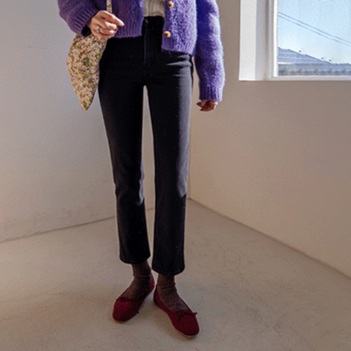 [艺术贴合！] [紧身弹力] Melo 生物水洗直筒剪裁拉绒隐藏带长度 [尺码：S、M、L]