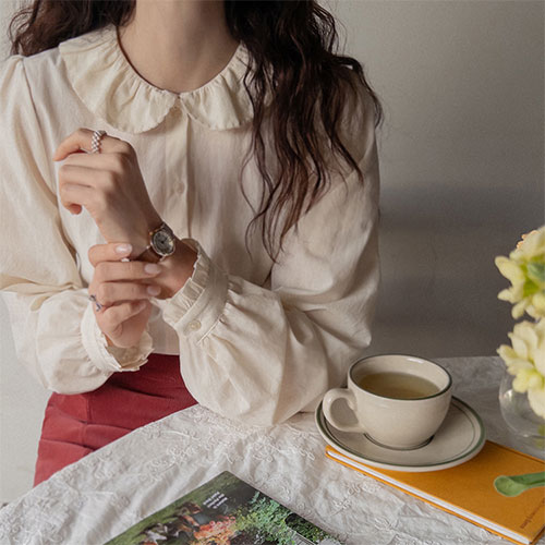 [LABEL] Lirappe 荷叶边领女性女衬衫 [size:F(55~66)]