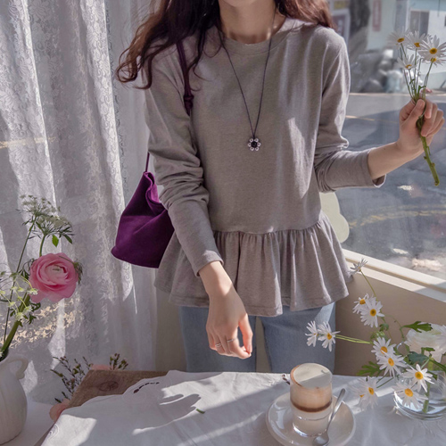 Nstandy下摆剪裁柔软协调T恤[尺码:F(55~66)]