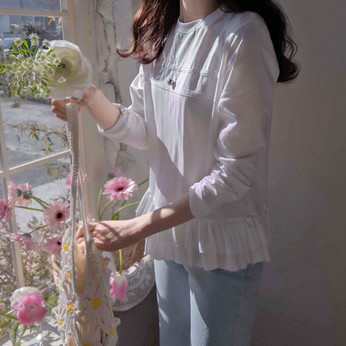 Erica Bomlace 柔软弹性下摆共享紧身T恤 [尺码:F(55~66)]