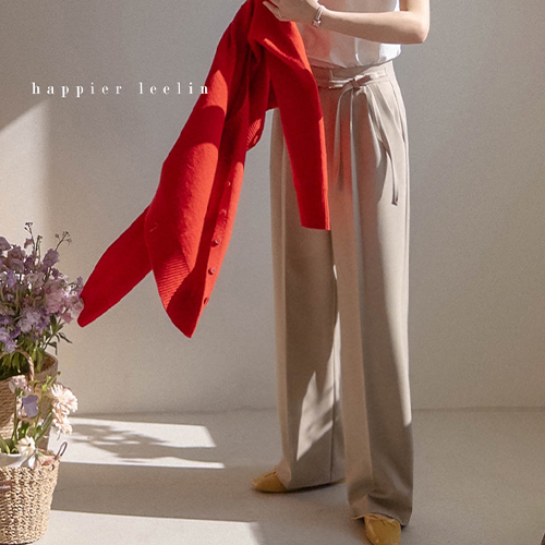 [完美补充下半身脂肪！][LABEL] Mayville 腰带收褶宽版长裤 [尺码：S、M、L]