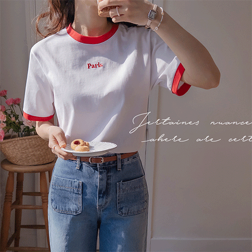 Lorna Paris 字母拼色钥匙短袖T恤 [size:F(55~66)]