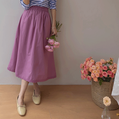 【超值优惠 6,000 韩元】 <FONT color=#5a3954>MADE LIN</font> Muelle Pure Mood 缎带镶边半身裙【尺码：F (55~66.5)】