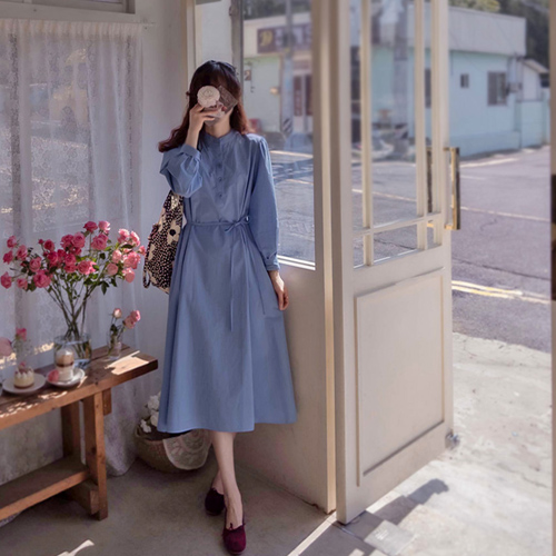 【超值优惠 6,000 韩元】 <FONT color=#5a3954>MADE LIN</font> Chunard 圆领半开襟皮裙【尺码：F(55~66)】