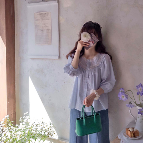 春爱我纯洁朱吉蕾丝领优雅女士连衣裙 [尺码:F(55~66)]