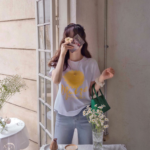 [LABEL] 鞋品牌 Haenim 印花、弹性高密度面料、数字印花 T 恤 [尺码：F（55~66）]