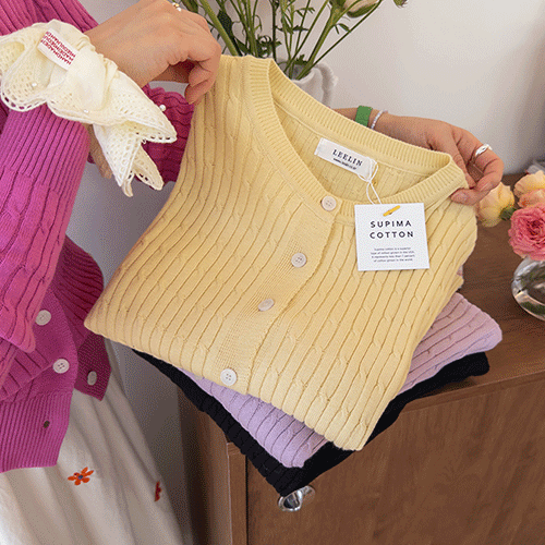 【特价优惠 4,000 韩元】 <FONT color=#5a3954>MADE LIN</font> Melitta Supima 棉麻开襟羊毛衫【尺码：F (55~66)】