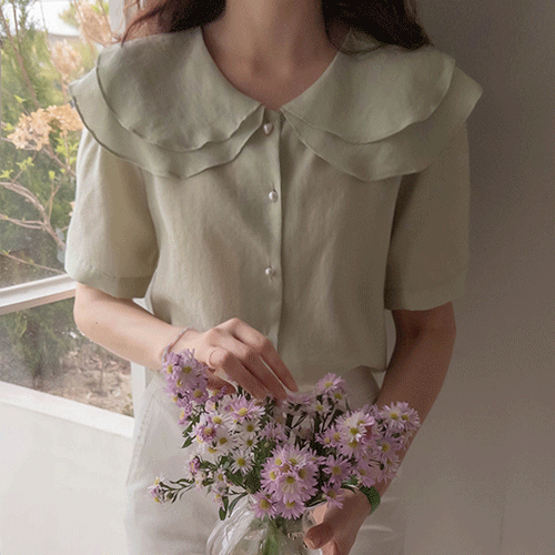 [LABEL] Florence 层叠大领心形纽扣关键点女装 [size:F,1]