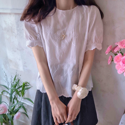 树枝花朵刺绣波浪剪裁优雅女装 [尺码:F(55~66)]
