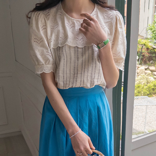 Linda花朵刺绣波浪线女装 [尺码:F(55~66)]