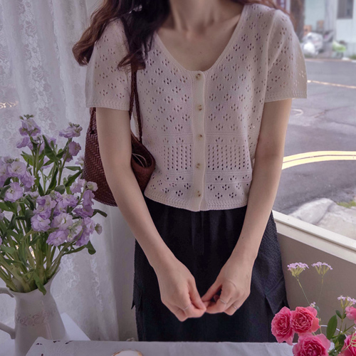 [LABEL] Anne Susanna 可爱夏日冲孔优雅针织开衫 [尺码: F (55~66)]