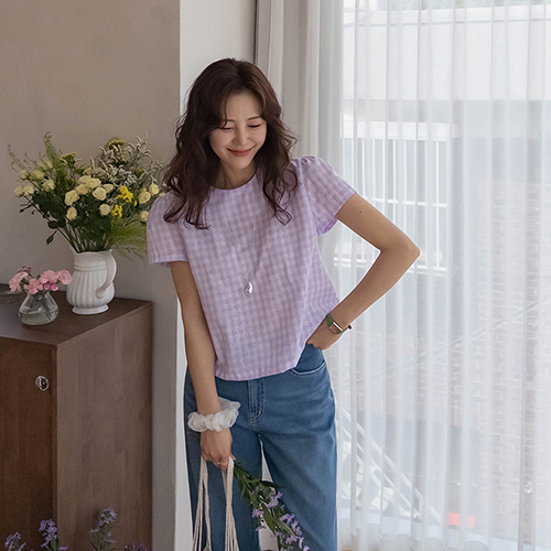 【特惠价 4,000 韩元折扣】 <FONT color=#5a3954>MADE LIN</font> Ponds 格纹花朵女装连衣裙 [尺码:F,1]