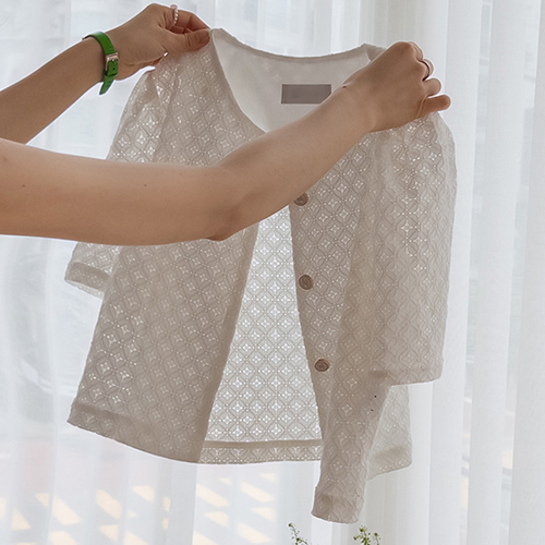 [LABEL] Delina Clover 冲孔泡泡袖夏季外套 [尺码:F(55~66)]
