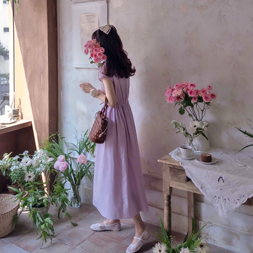 [LABEL] Shuclutch 夏季蝴蝶结优雅修身腰带可调节长裙 [尺码:F(55~66)]