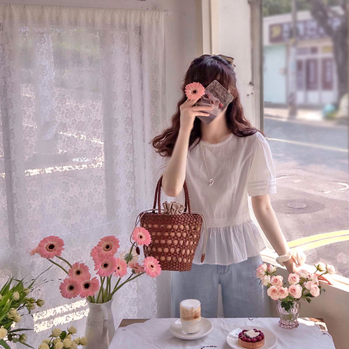 [LABEL] Carvel 花朵刺绣迷你连衣裙 优雅女士连衣裙 [尺码:F(55~66)]
