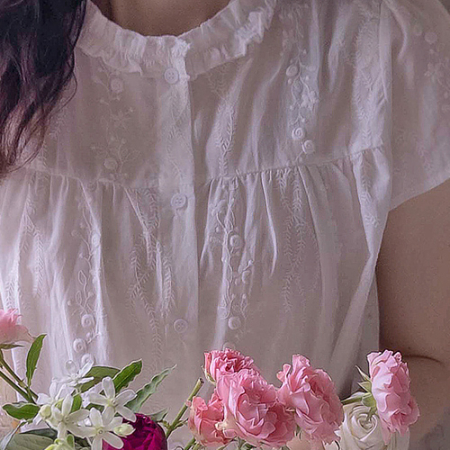 相颈共享3D花朵刺绣夏季可爱女士连衣裙 [size:F(55~66)]