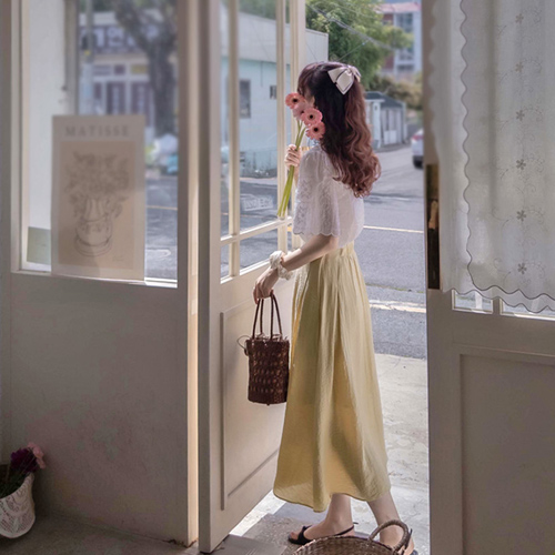 Bernieden Sugar Wrinkle Sky Fit 夏季绑带裙 [尺码: F(55~66)]