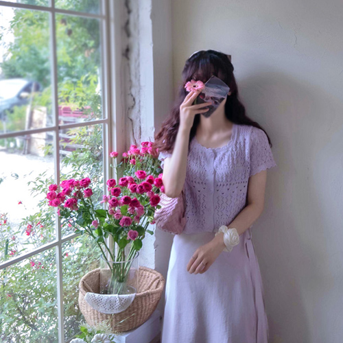 [LABEL] Phrase Summerskasi Love Wave Neck No-Sign 女款短款上衣开衩 [尺码: F(55~66)]