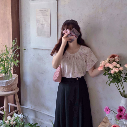 Gemma 花朵图案可调节腰部钩针夏季女式连衣裙 [尺码: F(55~66)]
