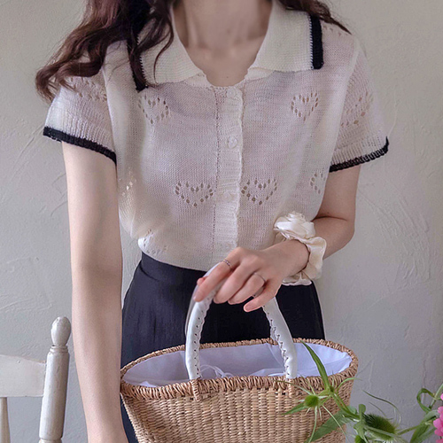 Shuner Kara 夏日冲孔爱心纽扣清凉开口 [size:F(55~66)]
