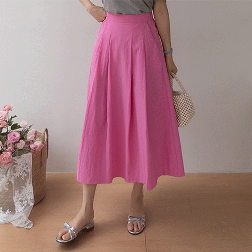 [Cool Fabric] Roeli Rustle Pin Tuck 半身裙 [尺码: F (55~66)]