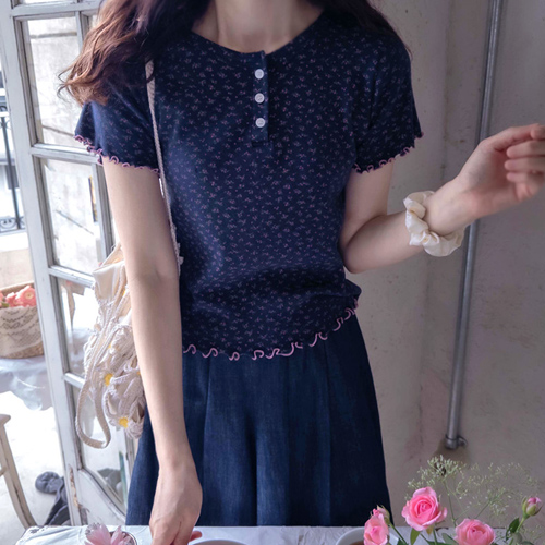 Melina Flower Softness Pan 迷你波浪夏季T恤 [尺码:F(55~66)]