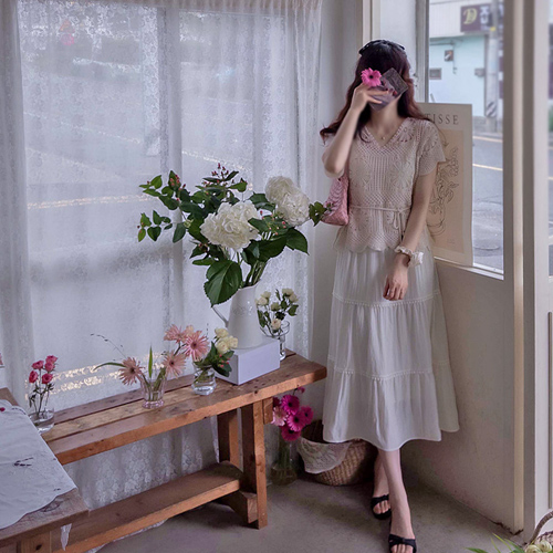 [LABEL] Croydon Can-Ai 连衣裙和花针织夏季套装 [尺码:F(55~66)]
