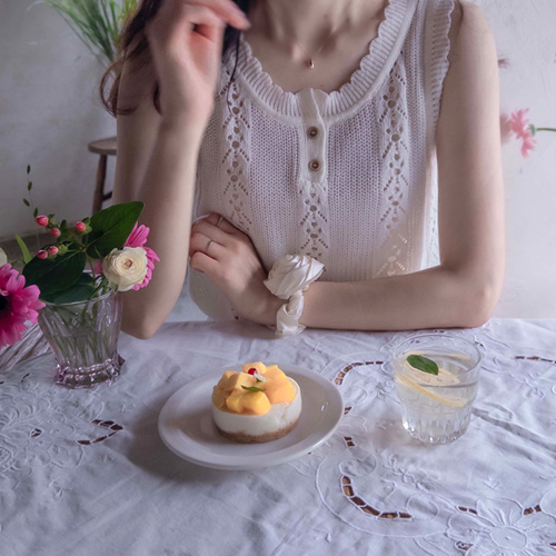 [LABEL] Claudine Love 波浪领夏季短裙马甲大衣 [尺码:F(55~66)]