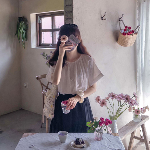 【已停止配送】Daysummer Cool Tencel 弹性顺滑修身女衬衫 [尺码:F (55~66)] [预订预计8/4后发货]