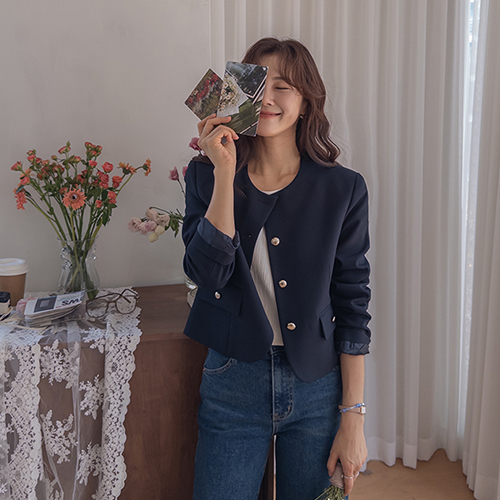 Heyde 女性化圆下摆素色外套套装[尺码:F(55~66)]