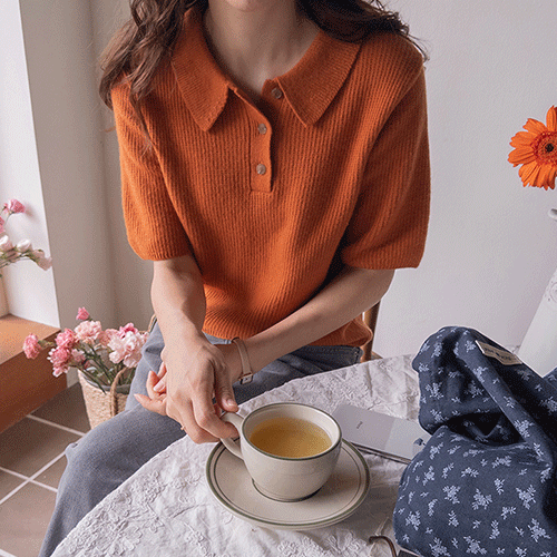 Cozy Servi 羊皮短袖针织衫 [尺码: F(55~66)]